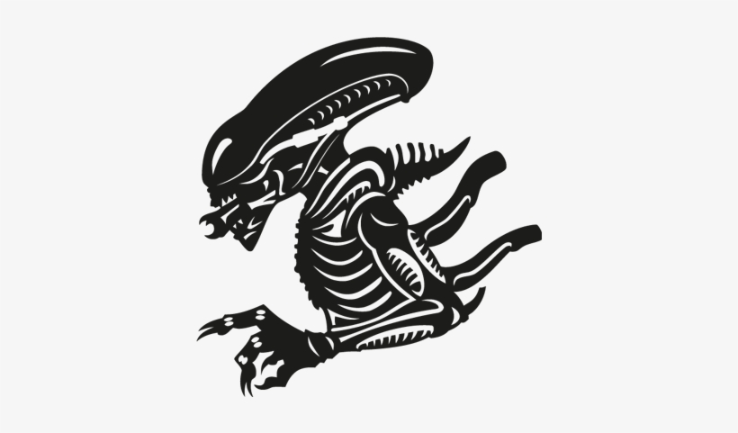 Pegatina En Vinilo Recortado Para Coche, Moto, Cristal - Alien Xenomorph Black And White, transparent png download