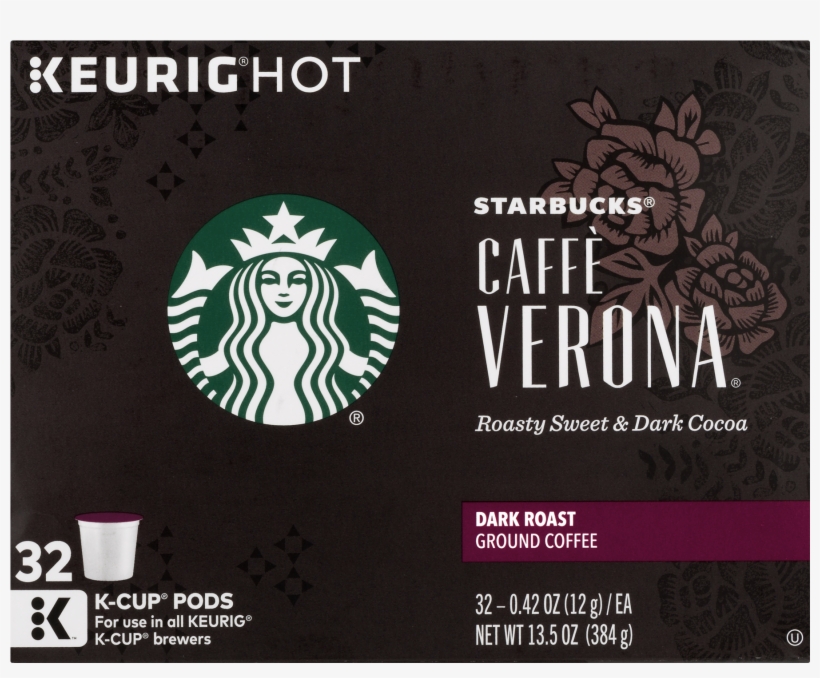 Starbucks Caffe' Verona Ground Coffee K-cup Dark Roast - Keurig Starbuck Caffe Verona, transparent png download