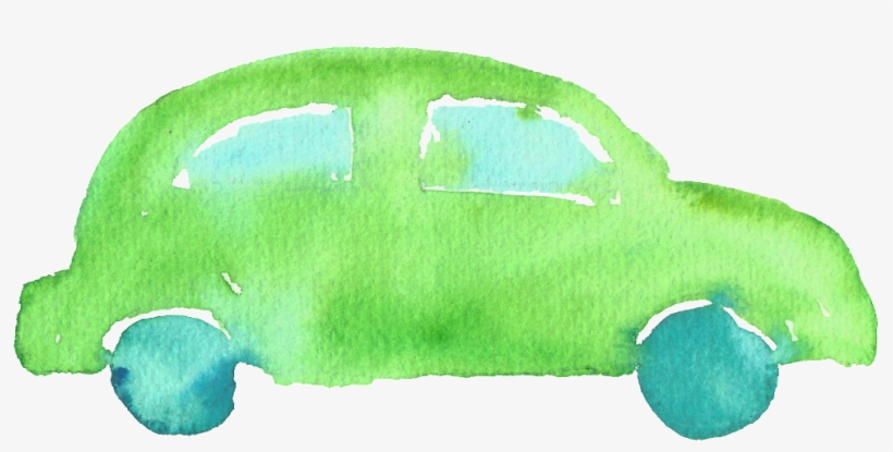 Green Watercolor Sedan Transparent Decorative - Car, transparent png download
