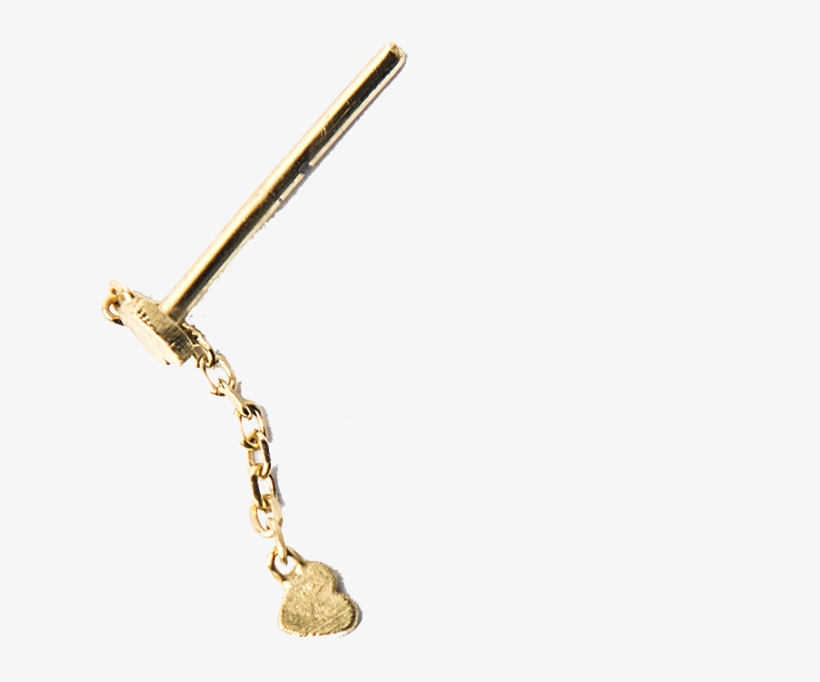 Imagen De Single Broken Double Heart Chain Stud Earring - Body Jewelry, transparent png download