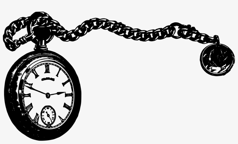 Png Black And White Watch And Chain Big - Clip Art Pocket Watch, transparent png download