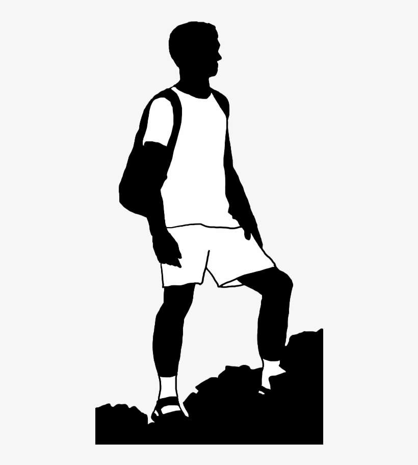 Boy Climbing Mountain, Black White Silhouette Boy Climbing - Black And White Boy Silhouette, transparent png download