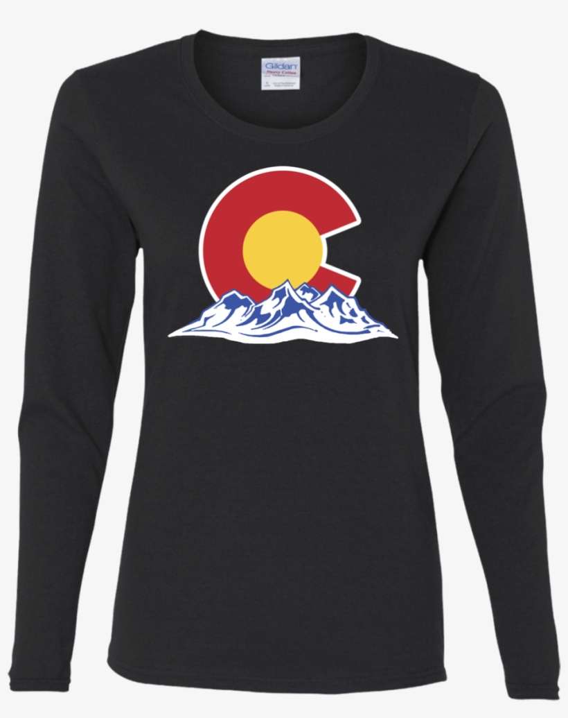 Colorado Mountain Silhouette Ladies' Cotton Long Sleeve - Tee Shirt Gucci Disney, transparent png download