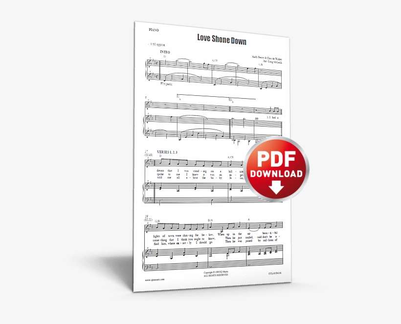 Love Shown Down - Love Shone Down Piano Score, transparent png download