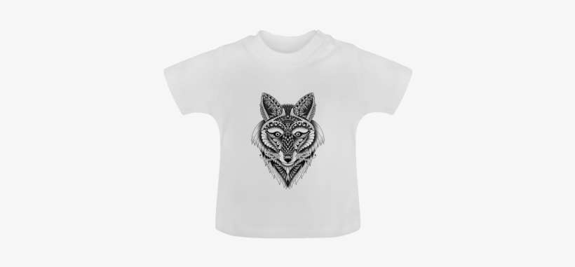 Foxy Wolf Ornate Animal Drawing Baby Classic T-shirt - Ornate Foxy Wolf 15" Laptop Sleeve, transparent png download