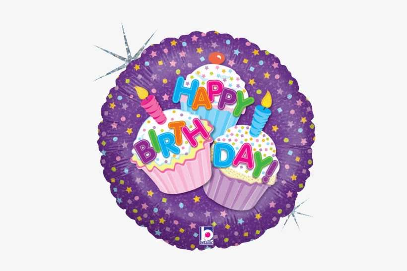 18" Happy Birthday Cupcake Balloons All American Balloons - Happy Birthday Cupcake 18 Inch Foil Balloon, transparent png download