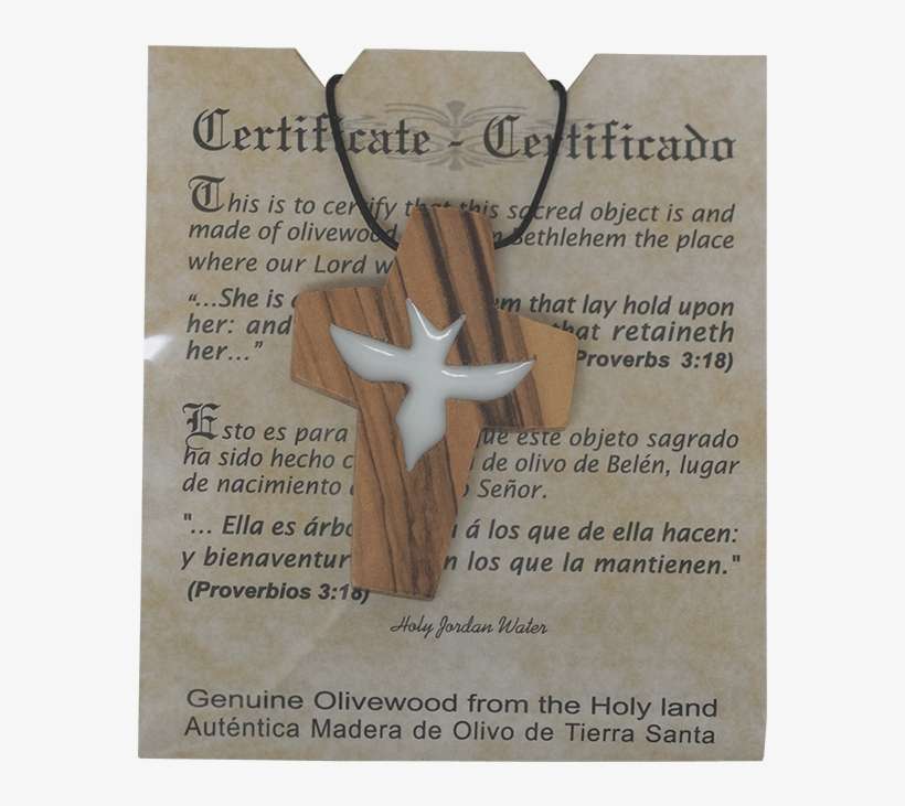 Dove In Cross Olive Wood Pendant, transparent png download