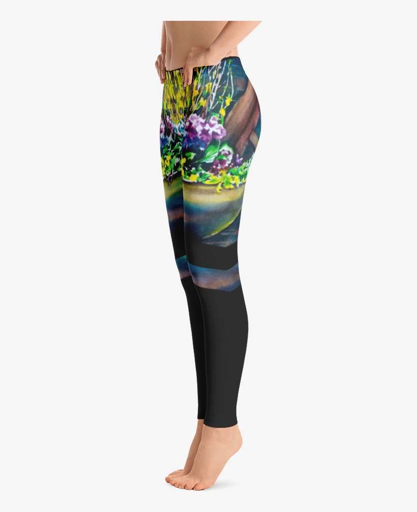 Flower Urn Watercolor Leggings - Leggings, transparent png download