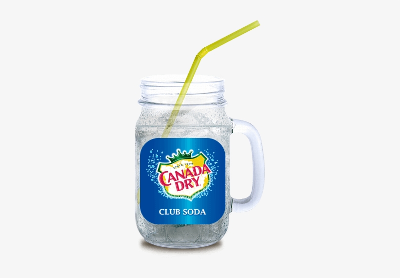 Mason Jar Cup With Canada Dry Club Soda In And On It - Canada Dry Ginger Ale, Cranberry - 12 Pack, 12 Fl Oz, transparent png download