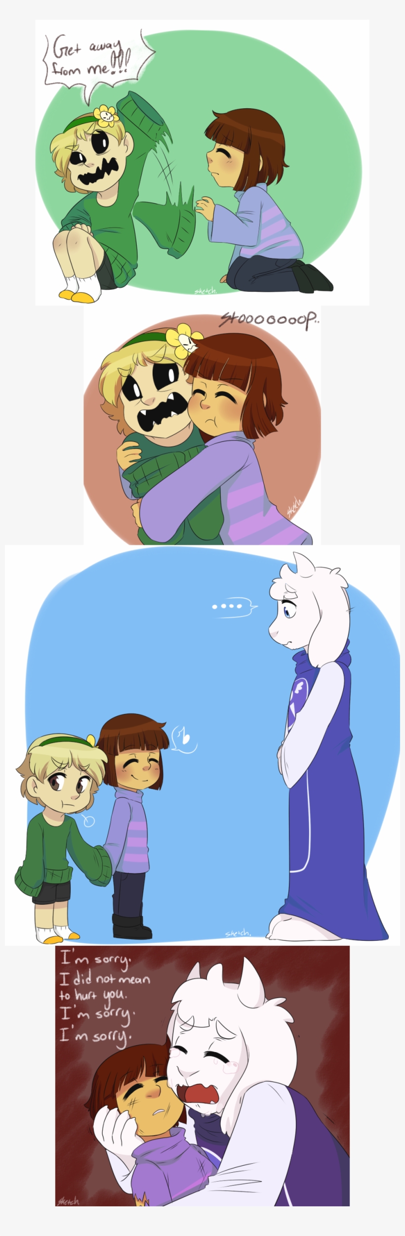 Neh Et Awa Sketch I Did Not Ntan To Huft Uou - Human Flowey And Chara, transparent png download