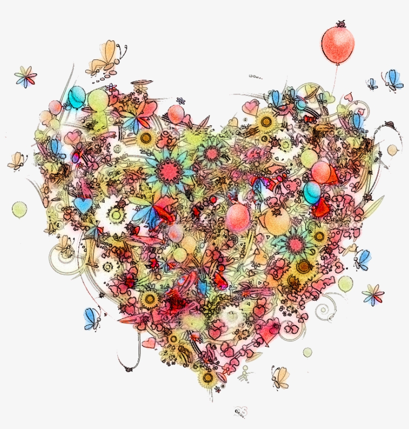 Coeur Fleuri Aquarelle - Balloon, transparent png download