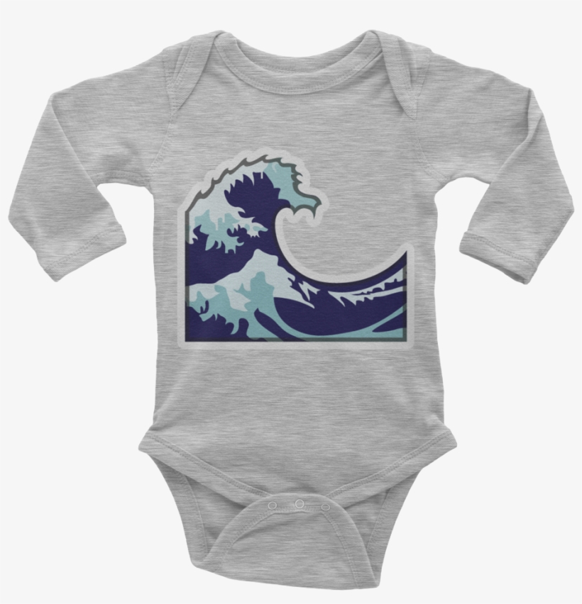 Emoji Baby Long Sleeve One Piece - Emoji Of A Wave, transparent png download