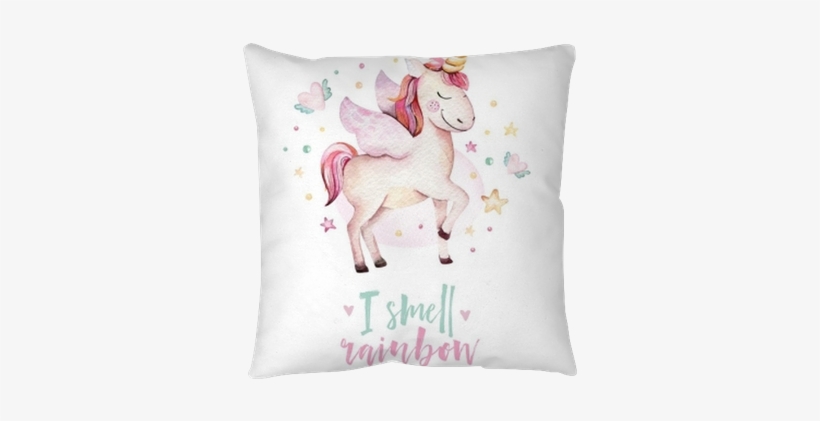 Isolated Cute Watercolor Unicorn Kids Poster - Watercolor Unicorn Clipart Free, transparent png download