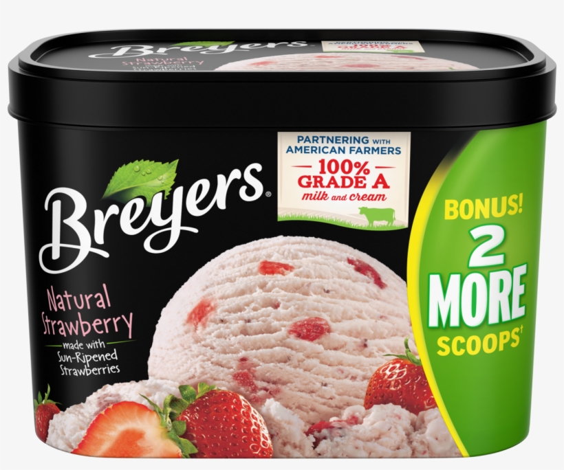 A 56 Ounce Tub Of Breyers Natural Strawberry Front - Breyers All Natural Strawberry, transparent png download