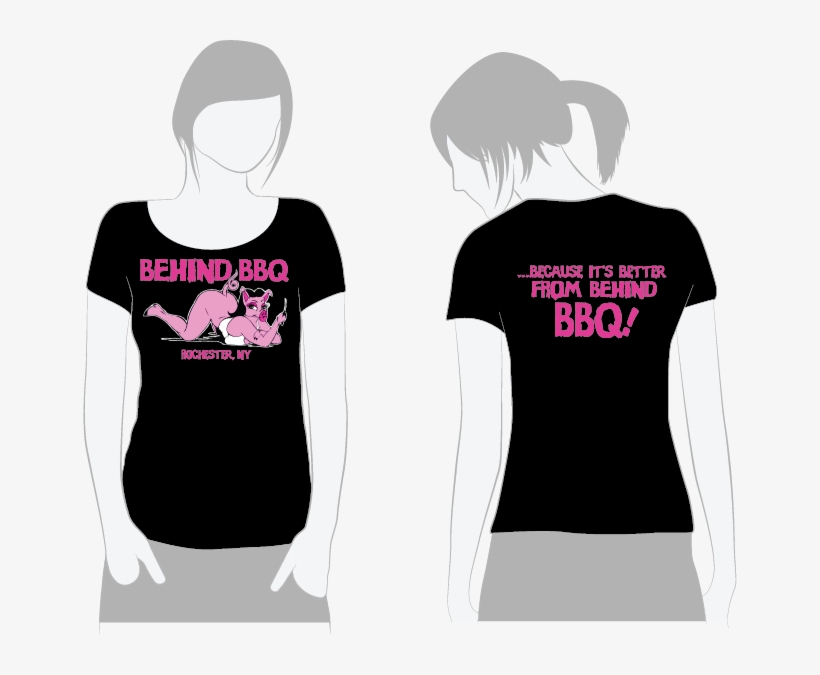 Black Ladies Deep Scoop T-shirt - Shirt Black Png Girl, transparent png download