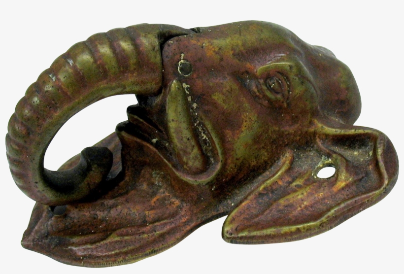 Antique Bronze Figural Elephant Head Dook Knocker - Door Knocker, transparent png download