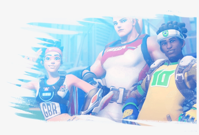 Tracer, Ana And Lucio In Overwatch Summer Games Skins - Overwatch Summer Games Map, transparent png download