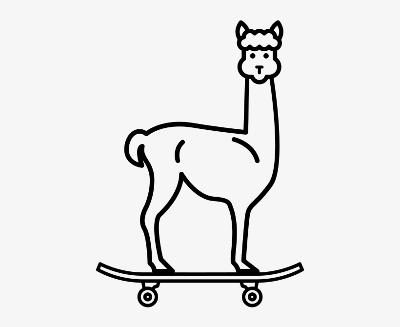 Llama On A Skateboard - Llamas Para Dibujar, transparent png download