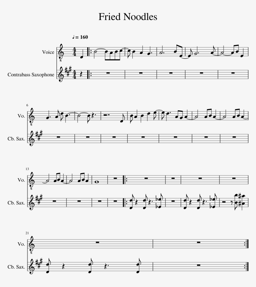 Fried Noodles Sheet Music 1 Of 1 Pages - Game Theory Theme Alto Sax, transparent png download