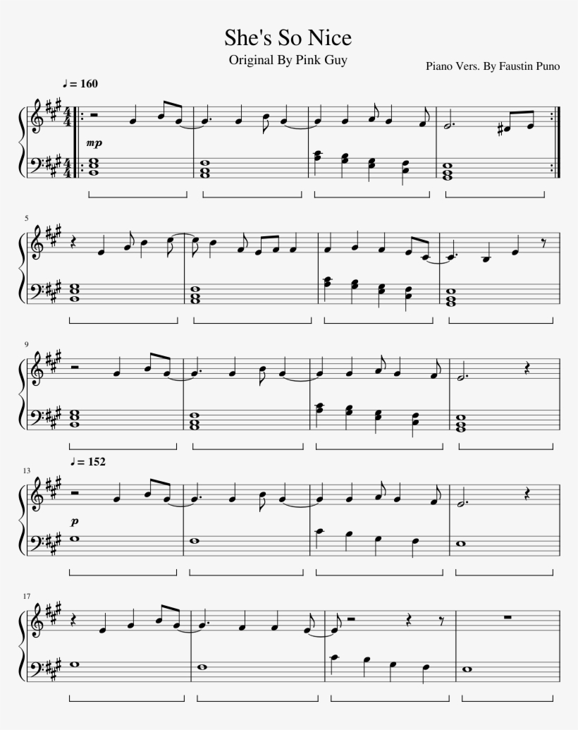 She's So Nice Sheet Music Composed By Piano Vers - Find You Sing Street Piano, transparent png download