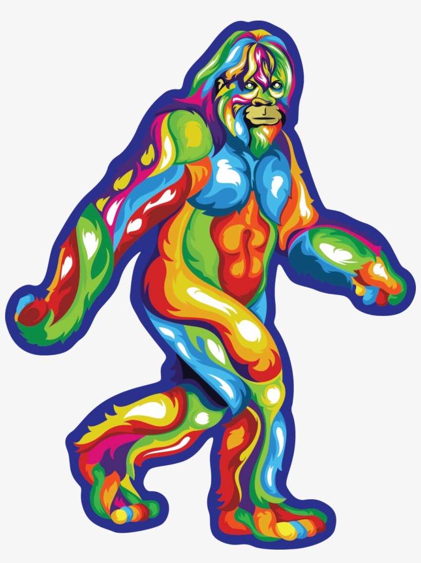 Bold Colorful Bigfoot Stroll Sticker - Sticker, transparent png download