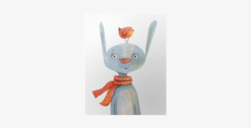Bunny With Red Bird On Head - Dzieci Wakacje Ilustracje Fotolia, transparent png download