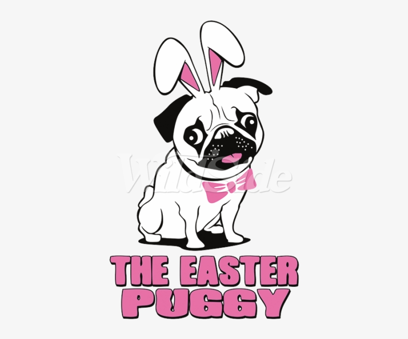 Easter Puggy Pug With Bunny Ears - Pug, transparent png download
