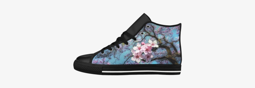 Cherry Blossom Aquila High Top Microfiber Leather Women's - Niwaho Shoes Custom Men's High Top Shoes Personalized, transparent png download