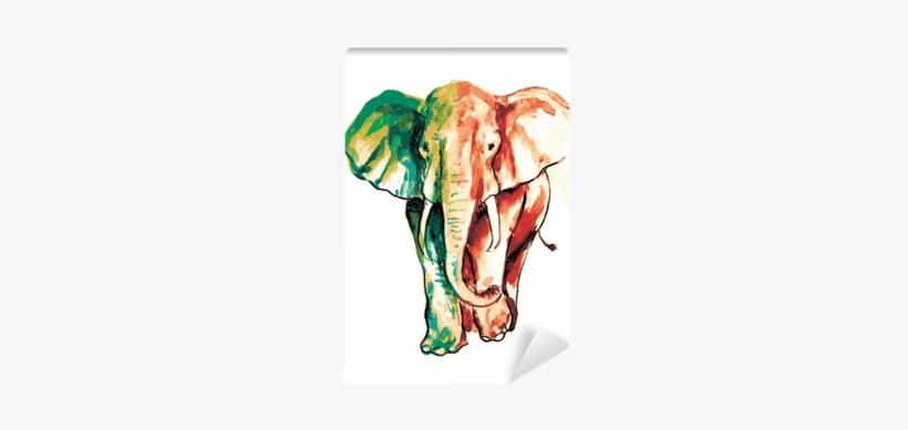 Watercolor Illustration Of An African Elephant Wall - Indian Elephant, transparent png download
