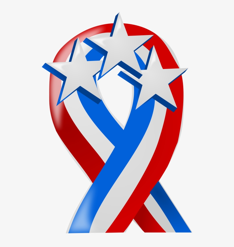 Red White And Blue Ribbon With Stars Svg Clip Arts, transparent png download