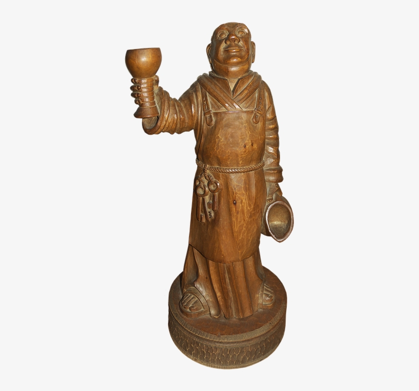 Monk, Jug Wine, Wine Glass, Holzfigur, Sculpture - Wine, transparent png download