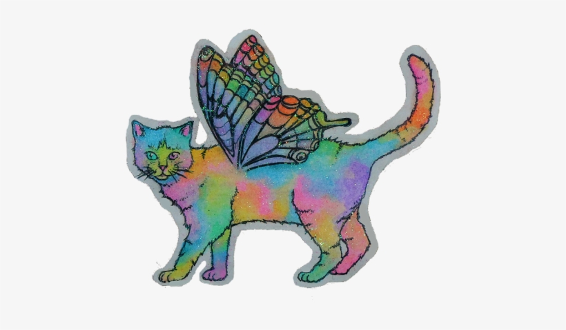 Cat Rainbow Glitter Kitten Colourful Feline Pastel - Cat, transparent png download