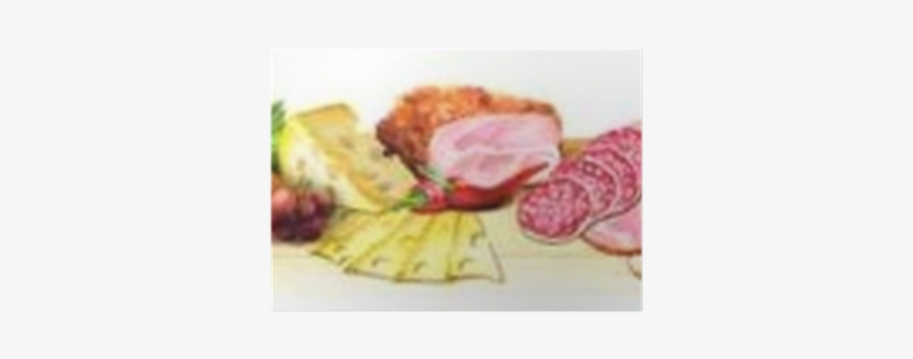 Panoramic Image Of Smoked Meat, Sausages And Cheese - Sausage, transparent png download