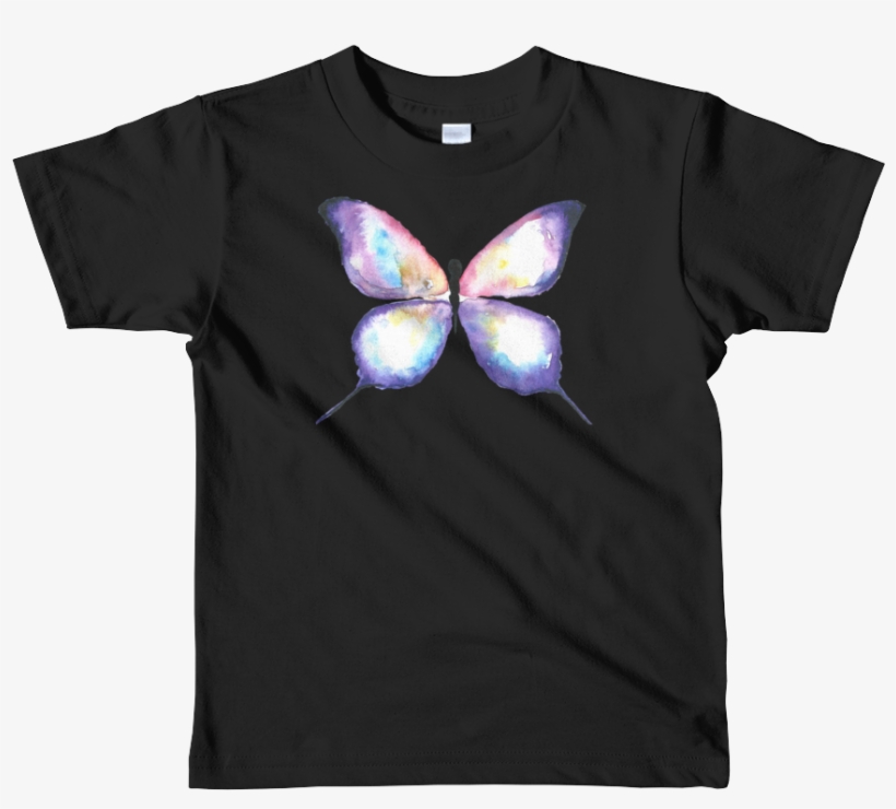 Lilac Watercolor Butterfly Short Sleeve Kids T-shirt - T-shirt, transparent png download