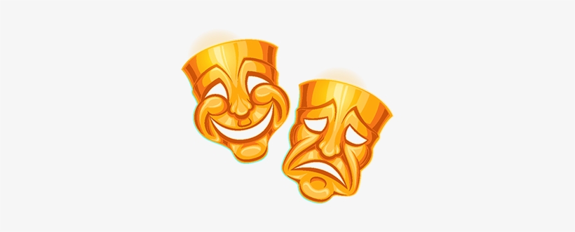 Golden Comic And Tragic Theater Mask, Symbol, Sadness, - Mascaras De Teatro Png, transparent png download