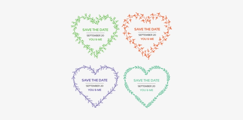 Set Of Save The Wedding Title With Heart Shaped, Floral - Heart, transparent png download