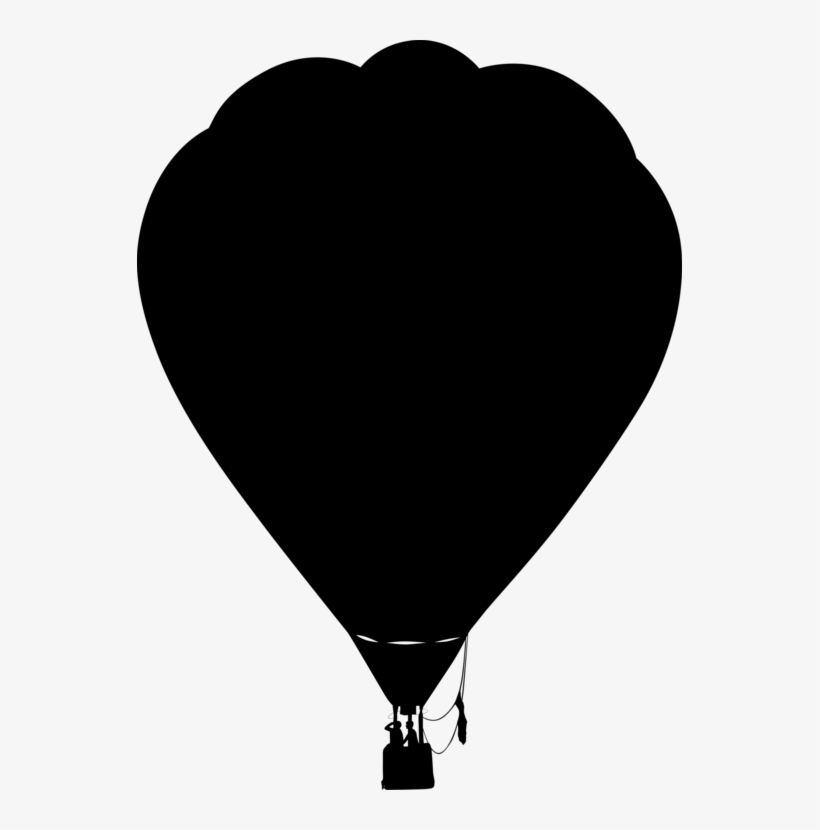 Free Vector Clue Hot Air Balloon Outline Silhouette - Black Heart Button, transparent png download