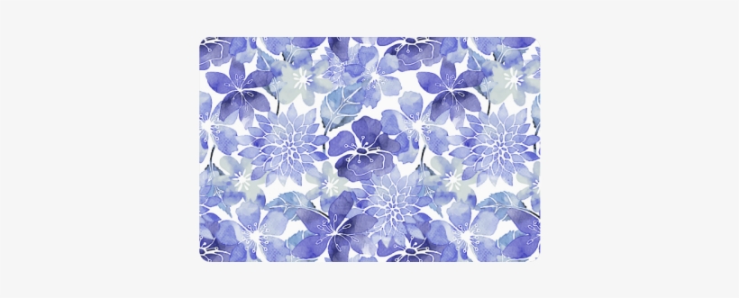 Blue Watercolor Flower Pattern Doormat - Purple Watercolor Heart Png, transparent png download