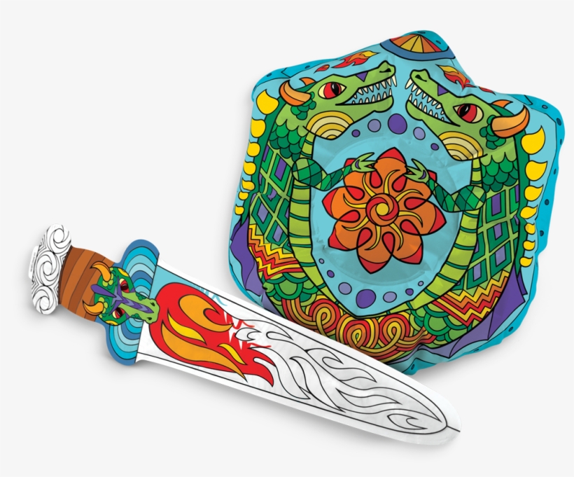 161 023 3d Colorables Dragon Shield And Sword O1 V=1523676974 - Coloring Book, transparent png download