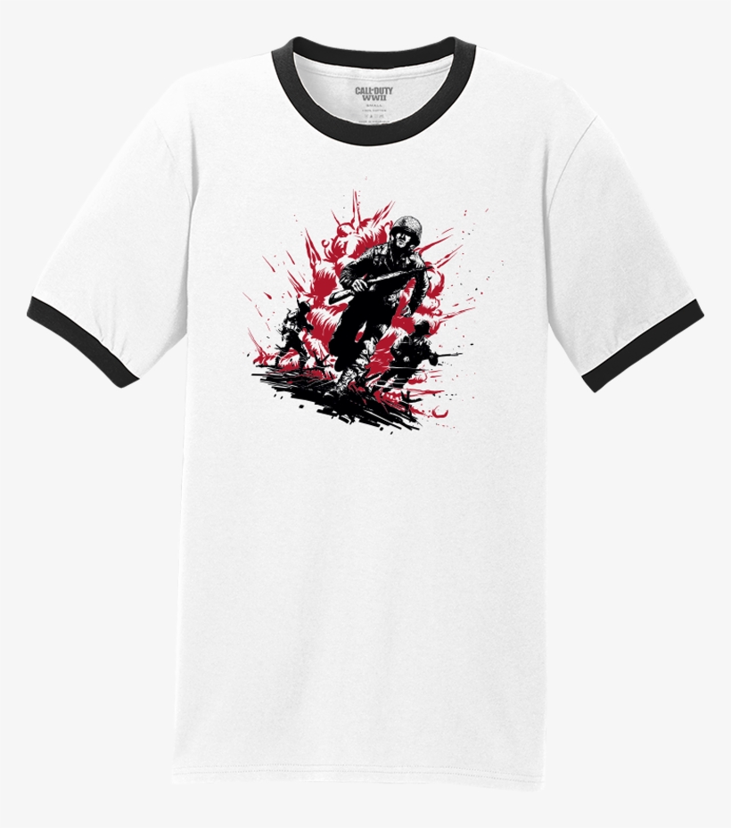 Cod Wwii Comic Charge T-shirt - T-shirt, transparent png download