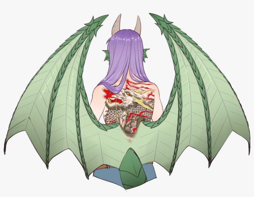 1girl Absurdres Animal Ears Back Tattoo Belt Blue Pants - Monster Girl Encyclopedia Dragon, transparent png download