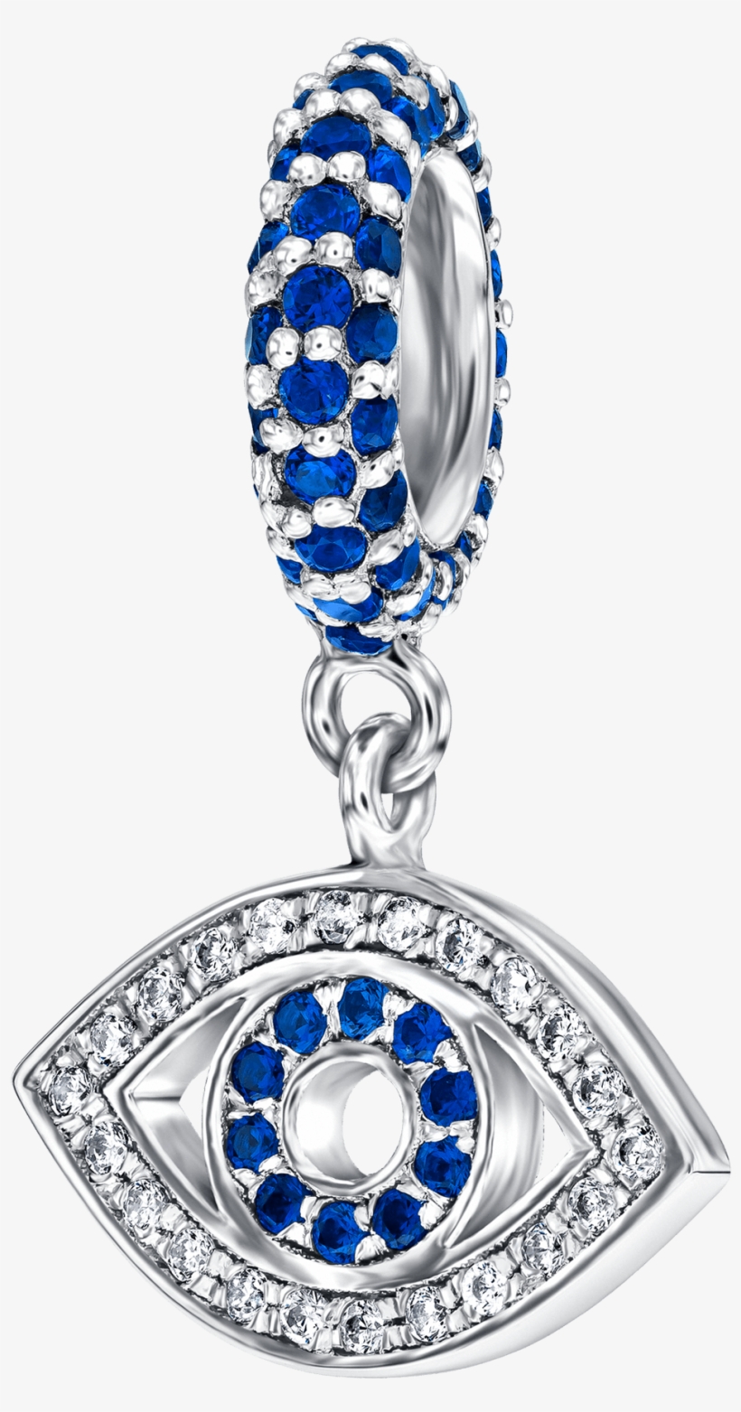 Evil Eye Bangle Charm Hanging On Pave Set Hoop - Locket, transparent png download