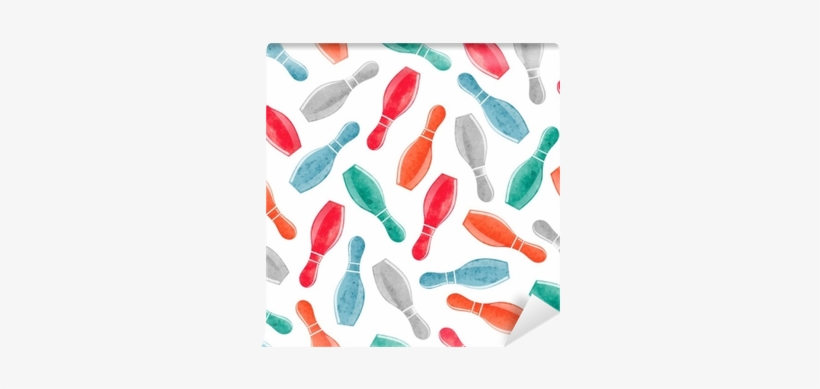 Seamless Pattern With Colorful Watercolor Bowling Pins - Bowling Pin, transparent png download