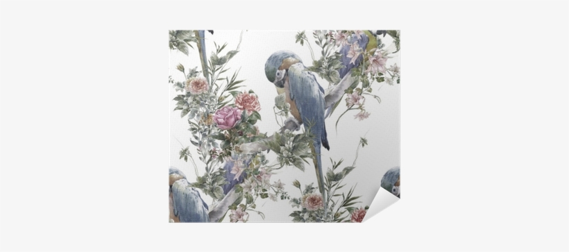 Watercolor Painting With Birds And Flowers, Seamless - Watercolor Painting, transparent png download