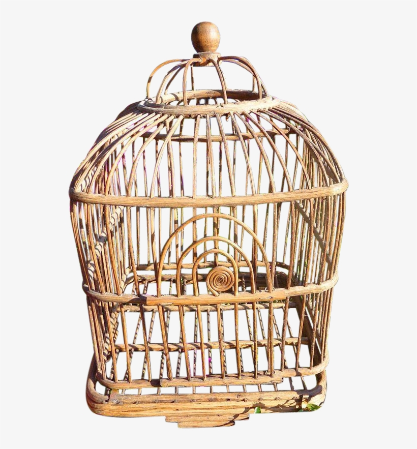 Rare Victorian Period Wicker Wooden Bird Cage Would - Wooden Bird Cage Png, transparent png download
