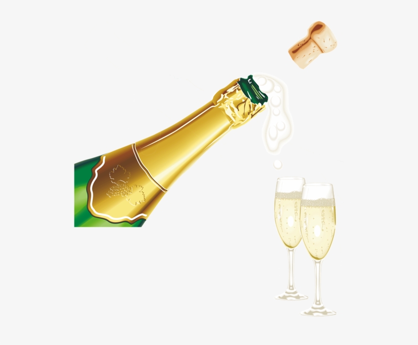 New Year Champagne With Glasses Png Clipart Picture - Happy New Year Champagne, transparent png download