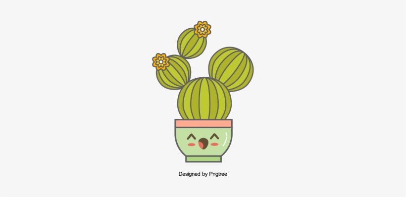 Cartoon Hand Painted Simple Flower Pot Flower Design, - Cactus Animados, transparent png download
