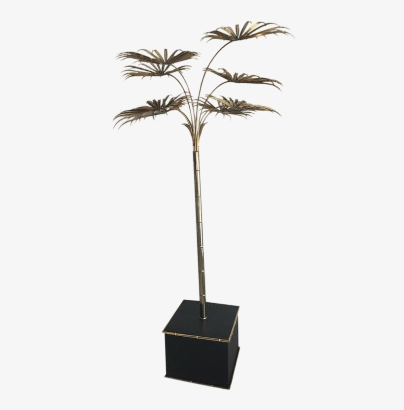 Italian Gold Palm Tree Metal Faux Bamboo Plant Brass - Gold, transparent png download