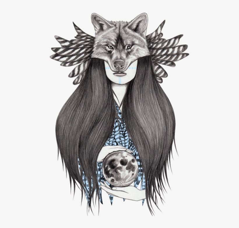The Moon - Wolf Drawing, transparent png download