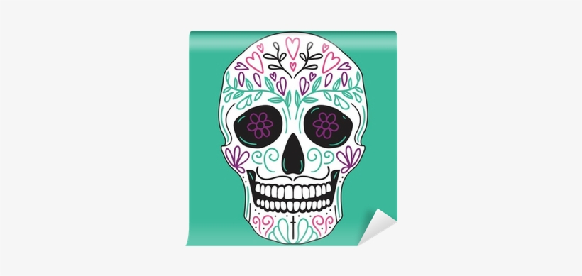 Teal And Purple Sugar Skull, transparent png download